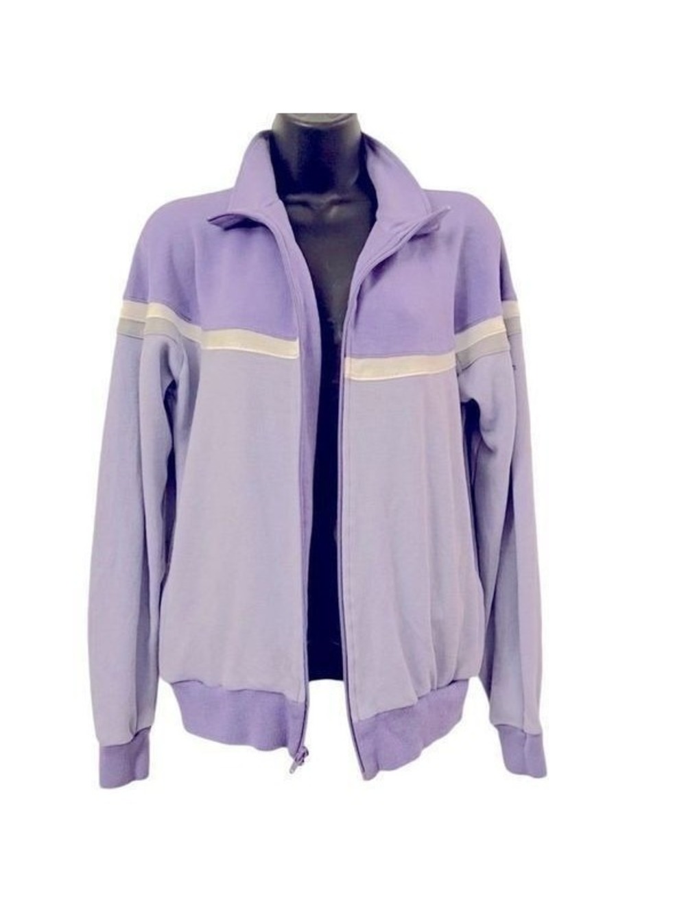 Vtg 70s 80s Wilson’s Pastel Lavender Purple color block Full Zip Track Jacket L